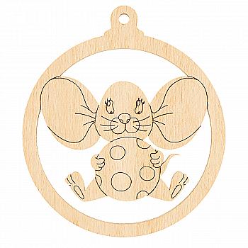 Заготівка дерев`яна Підвіс Мишка з сиром, 703024 Заготівка дерев`яна Підвіс Мишка з сиром, 703024