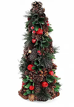 Ялинка новорічна 48 см з декором з ягід і зеленого листя, 743-253 Ялинка новорічна 48 см з декором з ягід і зеленого листя, 743-253