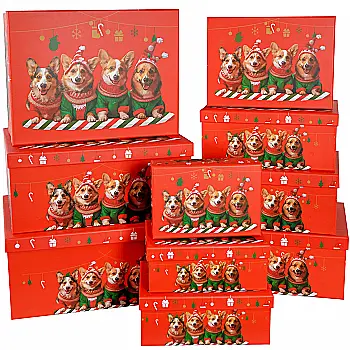 Подарункова коробка прямокутна НР, червона "Песики", 33*25,5*14,5 см, 1110097608 Подарункова коробка прямокутна НР, червона "Песики", 33*25,5*14,5 см, 1110097608