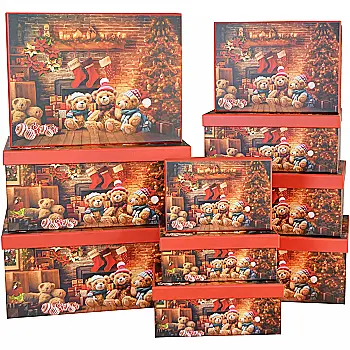 Подарункова коробка прямокутна НР, "Ведмежата біля каміна", 35*27*15,5 см, 1110095209 Подарункова коробка прямокутна НР, "Ведмежата біля каміна", 35*27*15,5 см, 1110095209