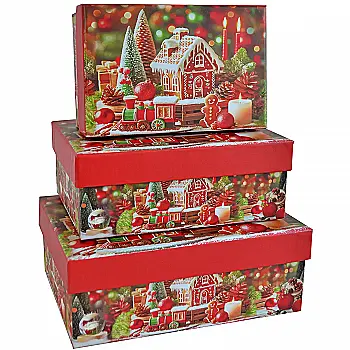 Подарункова коробка прямокутна НР, "Різдвяний будиночок", 16,2*12*6,5 см, 110314233 Подарункова коробка прямокутна НР, "Різдвяний будиночок", 16,2*12*6,5 см, 110314233