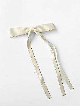 Бант атлас довгі стрічки кріплення зажим білий, S010