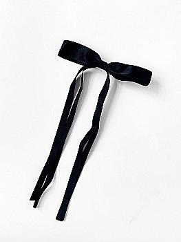 Бант атлас довгі стрічки  кріплення зажим чорний, S011 Бант атлас довгі стрічки  кріплення зажим чорний, S011