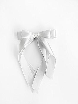 Бант атласная лента цвета белый (крепеж автомат), BA-3