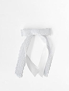 Бант білий мереживо та атлас кріплення автомат, S005