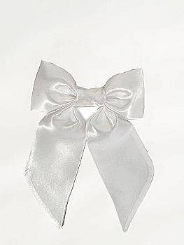 Бант для волос белый атлас, A123-9