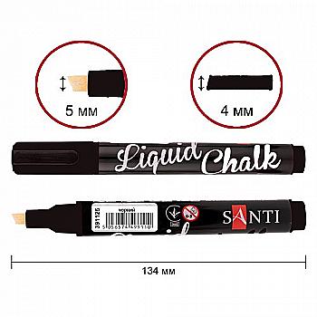 Крейдяний маркер SANTI, чорний, 5 мм, 6 шт/кор, 391125 Крейдяний маркер SANTI, чорний, 5 мм, 6 шт/кор, 391125