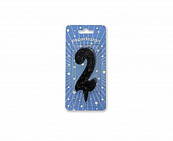 Свічка-цифра "2" чорна, PCC7002