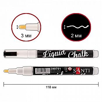 Крейдяний маркер SANTI, білий, 3 мм, 6 шт/кор, 390781 Крейдяний маркер SANTI, білий, 3 мм, 6 шт/кор, 390781