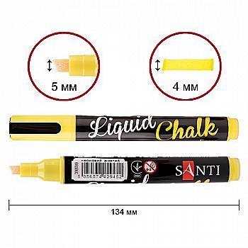 Крейдяний маркер SANTI, неоновий жовтий, 5 мм, 6 шт/кор, 390789 Крейдяний маркер SANTI, неоновий жовтий, 5 мм, 6 шт/кор, 390789