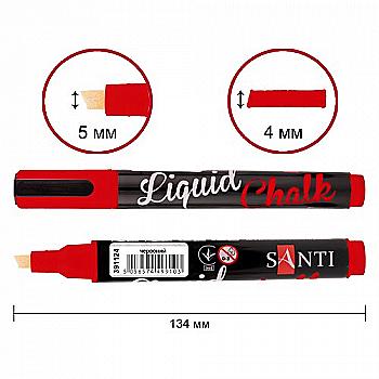 Крейдяний маркер SANTI, червоний, 5 мм, 6 шт/кор, 391124 Крейдяний маркер SANTI, червоний, 5 мм, 6 шт/кор, 391124