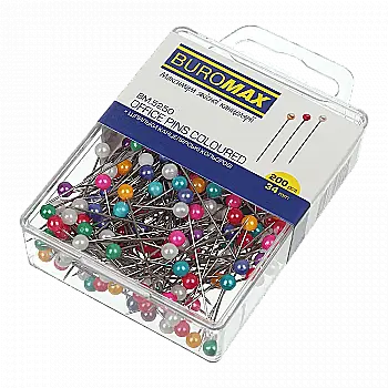 Шпильки 34 мм, 200 шт, цветные, пластиковый контейнер, BM.5250 Шпильки 34 мм, 200 шт, цветные, пластиковый контейнер, BM.5250