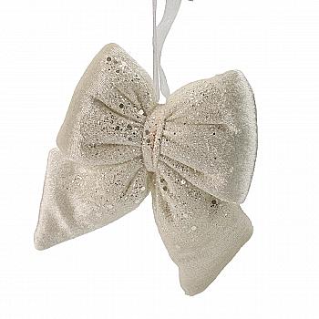 Игрушка новогодняя Бант, серебряный, 1523
