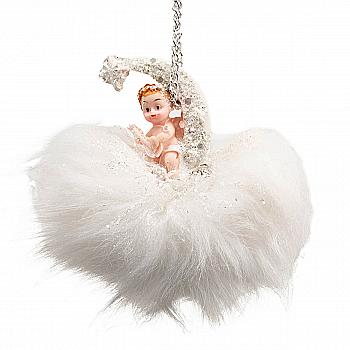 Игрушка новогодняя "Ангел на месяце" 10 см, 2501