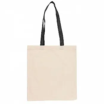 Сумка из хлопка 38*42 см, черная ручка 70 см, небеленый хлопок 220 г/м2, ROSA Talent