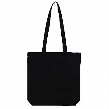 Сумка с дном 38*35*7см, ручка 70 см, черный, хлопок 200 г/м2, ROSA Talent