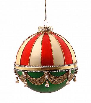 Прикраса сувенірна, декоративна "Куля з червоно-зеленими смугами" 10 см, 16409, ТМ "A&G" Прикраса сувенірна, декоративна "Куля з червоно-зеленими смугами" 10 см, 16409, ТМ "A&G"