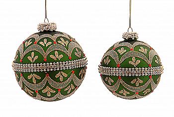 Прикраса сувенірна, декоративна "Куля новорічна зелена з золотим орнаментом" 12 см, 14891, (2 види в асорт.), ТМ "A&G" Прикраса сувенірна, декоративна "Куля новорічна зелена з золотим орнаментом" 12 см, 14891, (2 види в асорт.), ТМ "A&G"