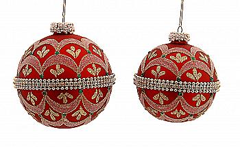 Прикраса сувенірна, декоративна "Куля новорічна червона з золотим орнаментом" 10 см, 14888, (2 види в асорт.), ТМ "A&G" Прикраса сувенірна, декоративна "Куля новорічна червона з золотим орнаментом" 10 см, 14888, (2 види в асорт.), ТМ "A&G"