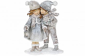 Статуэтка декоративная "Дети" 12,5 см, бежево-серый, 707-314