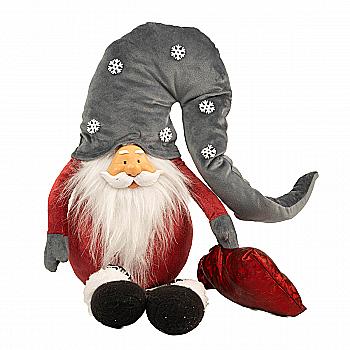 М`яка іграшка Гном сидячий, 30 см, червоний з сірим, 877-235