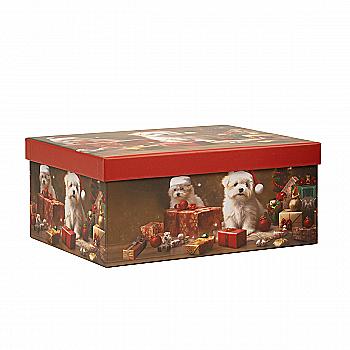 Подарункова коробка прямокутна НР, "Песик у різдвяній шапці", 21*15*8,5 см, 1110110202
