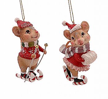 Прикраса сувенірна, декоративна "Мишка на лижах" 9,5 см, 16433, (2 види в асорт.), ТМ "A&G"