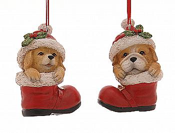 Прикраса сувенірна, декоративна "Собака в ботинку" 8,9 см, 17925, (2 види в асорт.), ТМ "A&G"