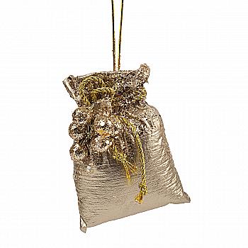 Іграшка новорічна "Казковий мішочок" золото, 15 см, 2708