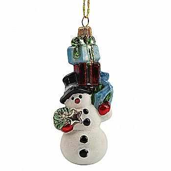 Елочное украшение Снеговик с подарками, F1343-124776