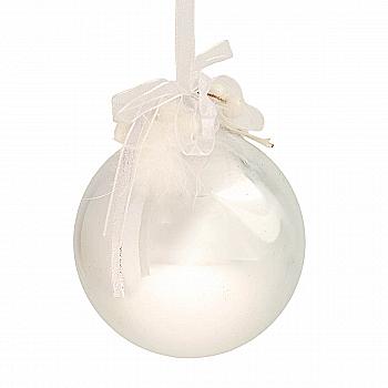 Ёлочное украшение Шар 8,5 см с глиттером, ягодами, и перьями (3 вида в ассорт.), 77273