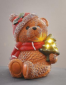 Украшение сувенирное, декоративная статуэтка «Мишка с елкой с LED светом» 29 см, 20708, ТМ «A&G»