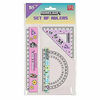 Набір лінійок Yes (3 предмети) "Minecraft. Spring", лінійка 15 см, 370689