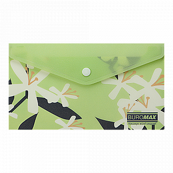 Папка-конверт на кнопці DL Arabeski, непрозорий матовий, пластик, салатовий, BM.3952-15