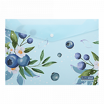 Папка-конверт на кнопці А4 Arabeski, непрозорий матовий, пластик, морська хвиля, BM.3943-17