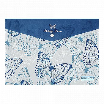 Папка-конверт на кнопці А4 Arabeski, непрозорий матовий, пластик, синій, BM.3943-02