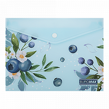 Папка-конверт на кнопці А5 Arabeski, непрозорий матовий, пластик, морська хвиля, BM.3919-17