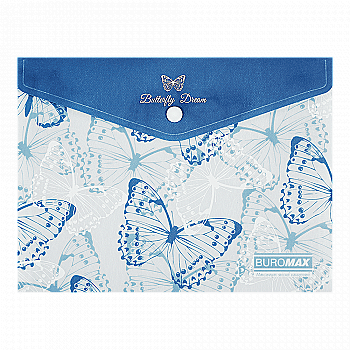 Папка-конверт на кнопці А5 Arabeski, непрозорий матовий, пластик, синій, BM.3919-02