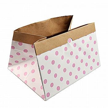 Пакет бумажный для декора "Pastel" 25*33,5*19,5 см, белый в розовую точку, AC-05917