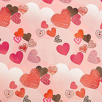 Папір пакувальний 70 см*1 м, рожеві сердечки, 48119007945