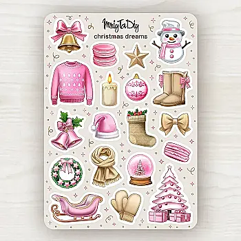 Стикер лист с наклейками MriyTaDiy, "Christmas Dreams"