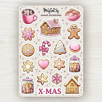 Стикер лист с наклейками MriyTaDiy, "Sweet Christmas"