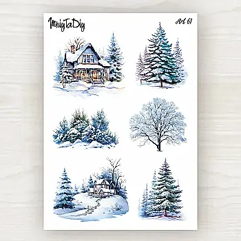 Стикер лист с наклейками MriyTaDiy, Art-61, "Зима"