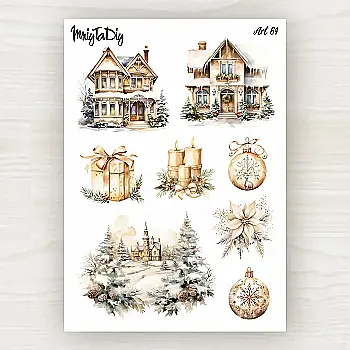 Стікер лист з наклейками MriyTaDiy, Art-64, "Зимові будинки"