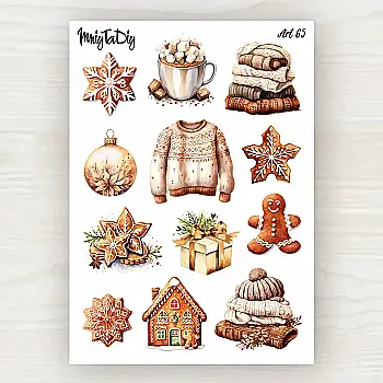 Стикер лист с наклейками MriyTaDiy, Art-65, "Сладкая зима"