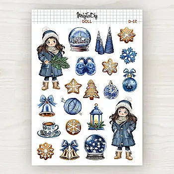 Стікер лист з наклейками MriyTaDiy, Doll-12, "Сніжна казка"