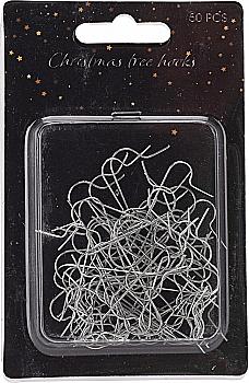 Крючки металлические для елочных украшений 3,5 см (50 шт.), серебро, AWR000020