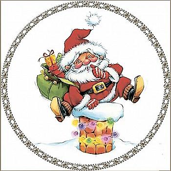 Объемная картина из бумаги 151 «Санта на трубе» 11*11 см, РТ150072, ТМ «Tela Artis»