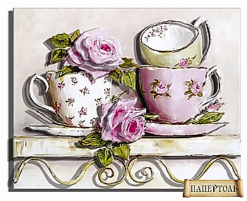 Объемная картина из бумаги 170 "Шебби Шик. Чашки" 11*14 см, РТ150091, ТМ "Tela Artis"