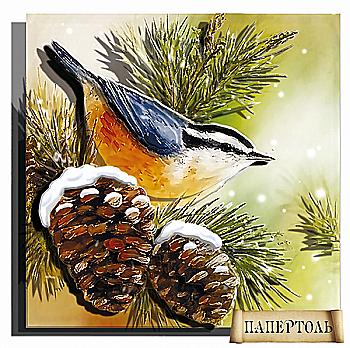 Объемная картина из бумаги 179 «Зимняя птичка» 12*12 см, РТ150100, ТМ «Tela Artis»